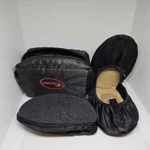 Cherry Black Travel Flats with Bag